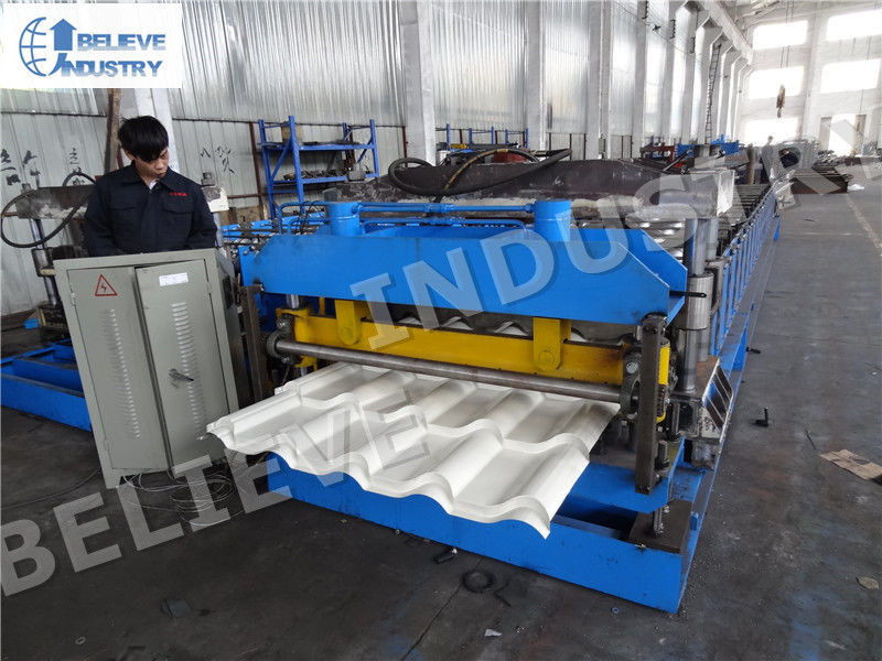 Metal Roof Tile Roll Forming Machine , Efficient Metal Roofing Roll Former